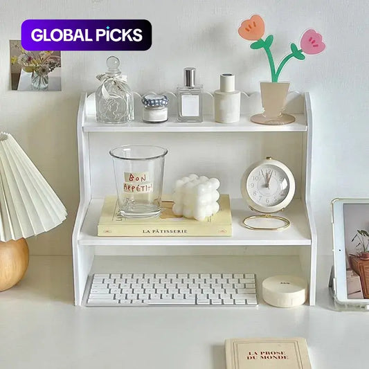 Double-Layer Storage Rack, Desktop Organizer Shelf, Multi-Functional Desk & Makeup Supplies Holder, Multi Purpose Organizers, Desk Accessories for Home and Office Use