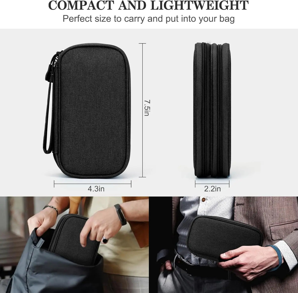 Travel Cable Organizer Pouch, 2026 New Portable Waterproof Double Layers Storage Bag for Cable, Cord, Charger, Phone, Earphone, Medium, with Removable Card Slots for USB Adapter