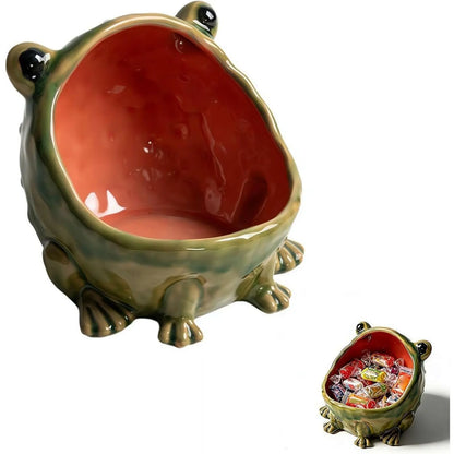 [Cute Housewarming Gift] Frog Statue Storage Tray, Entrance Key Holder, Frog Statue Desktop Decoration, Creative Animal Sculpture Storage Basket Tray, Decorative Key Candy, Cute Housewarming Gift, Ceramic Ornaments (Non-Food Contact)