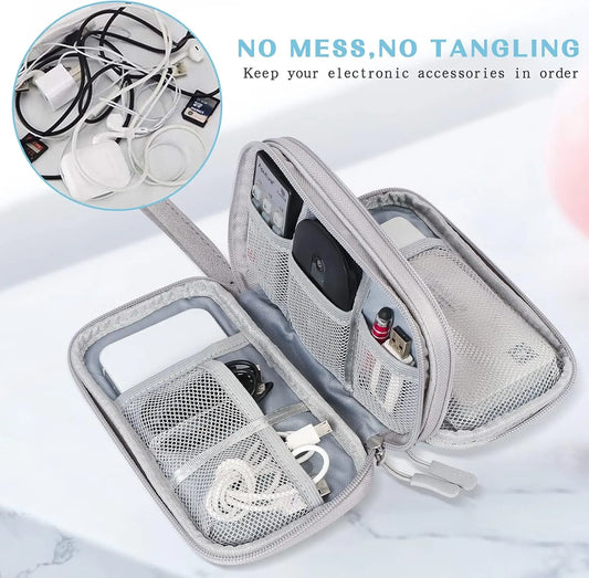 Travel Cable Accessories Bag Pouch,Portable Waterproof Storage Bag Electronic Organizer Case for Cable, Mouse,USB Cable,Power Bank,Cord, Charger, Phone, Earphone,Essentials
