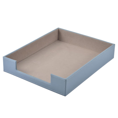 Leather Letter Tray, Office Supplies Desk Organizer for Mail Paper Files Magazines Jewelry Cosmetics,Luxury Letter Holder&Multipurpos Stackable Office Desktop Storage Box ,Black