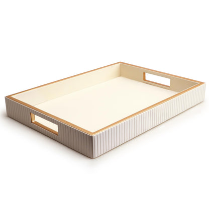 SANZIE Leather Tray Desktop Storage Organizer, Rectangle Valet Tray, Green