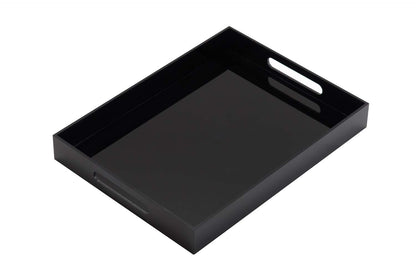 KEVLANG Clear Sturdy Acrylic Tray with Handles-8"x8"x2"H-Countertop Organizer Tray for Kitchen,Bathroom,Office- Storage Box for Cosmetics, Jewelry,Toiletries,Toy,Gadgets