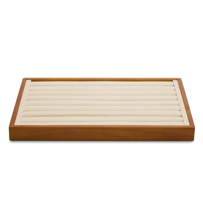 Oirlv Wood Flat Jewelry Tray Stackable Jewelry Drawer Organizer Showcase Jewelry Holder(Grey)