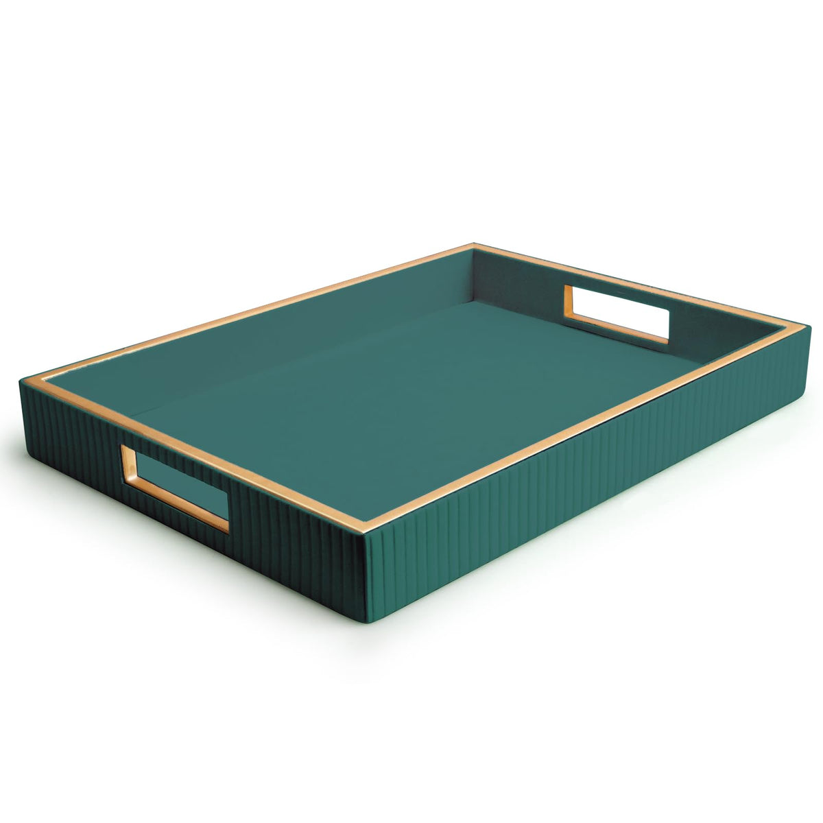 SANZIE Leather Tray Desktop Storage Organizer, Rectangle Valet Tray, Green