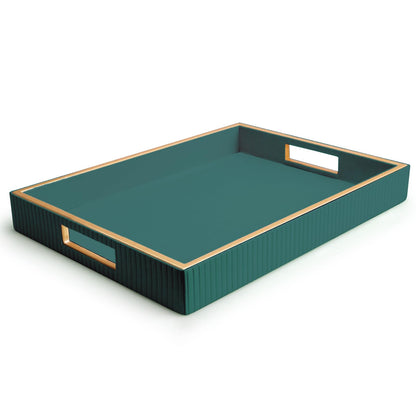 SANZIE Leather Tray Desktop Storage Organizer, Rectangle Valet Tray, Green