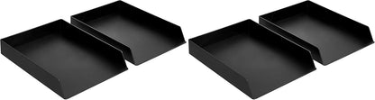 Amazon Basics Rectangular Plastic Desk Organizer, letter size Tray, 2-Pack, 9.7 x 2.2 x 13 inches, Black