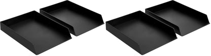 Amazon Basics Rectangular Plastic Desk Organizer, letter size Tray, 2-Pack, 9.7 x 2.2 x 13 inches, Black
