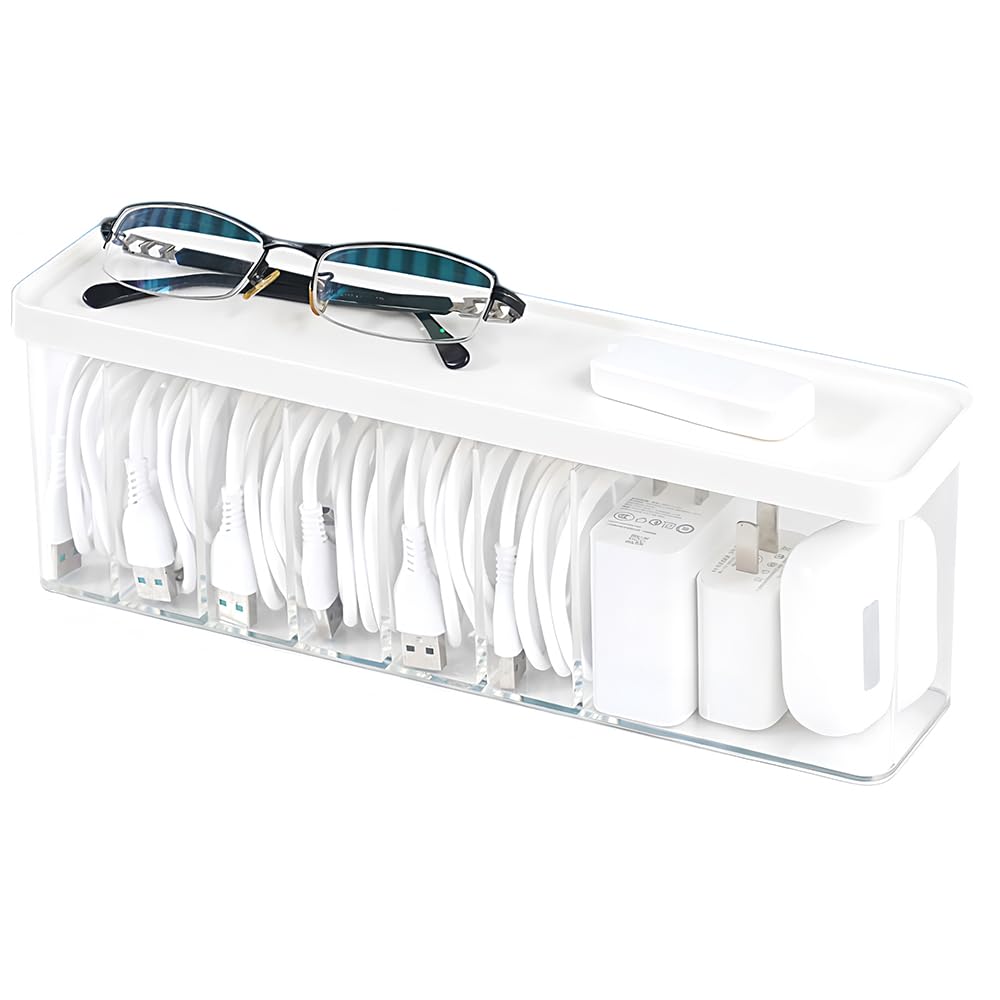 Charger Cable Cord Storage Organizer Box - Easy Storage Without Cable Ties