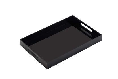 KEVLANG Clear Sturdy Acrylic Tray with Handles-8"x8"x2"H-Countertop Organizer Tray for Kitchen,Bathroom,Office- Storage Box for Cosmetics, Jewelry,Toiletries,Toy,Gadgets