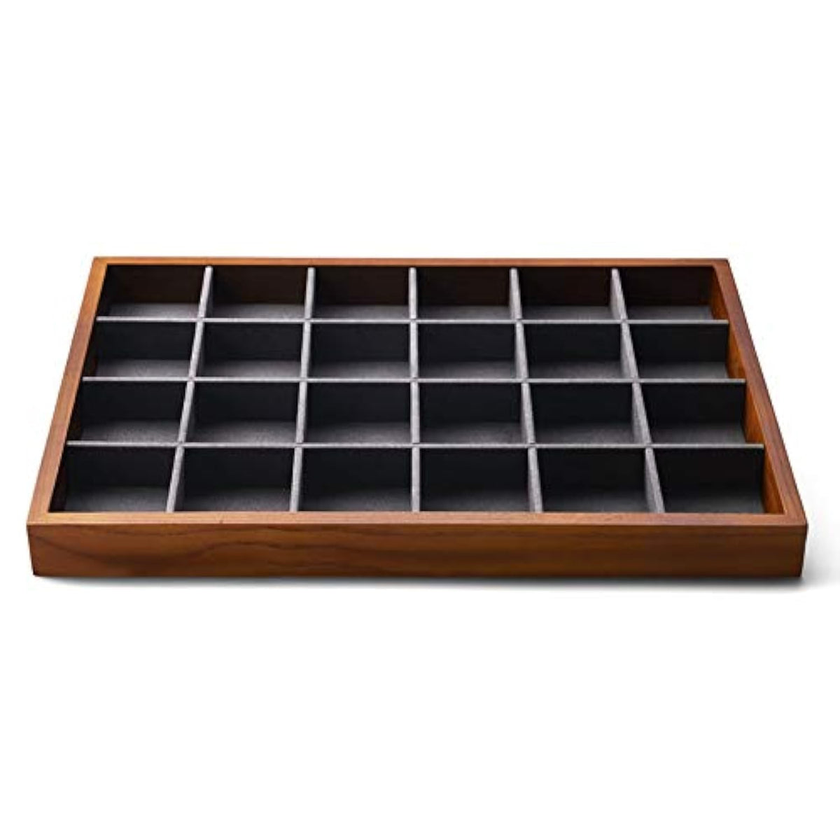 Oirlv Wood Flat Jewelry Tray Stackable Jewelry Drawer Organizer Showcase Jewelry Holder(Grey)