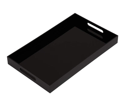 KEVLANG Clear Sturdy Acrylic Tray with Handles-8"x8"x2"H-Countertop Organizer Tray for Kitchen,Bathroom,Office- Storage Box for Cosmetics, Jewelry,Toiletries,Toy,Gadgets