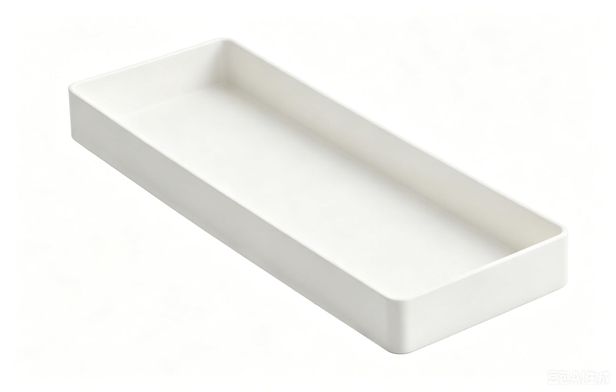 Amazon Basics Rectangular Plastic Desk Organizer, Half Accessory Tray for Office Supplies and Workspace Organization, 9.4" x 3.3" x 1", White
