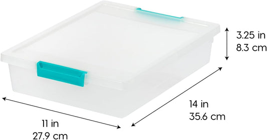 IRIS USA Storage Bins with Lids |Made in USA| 6 Qt - (4-Pack) - Clear