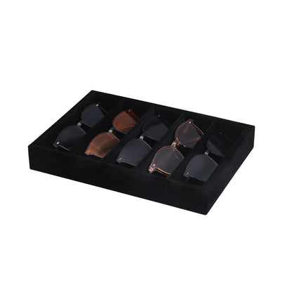 Bedside Organizer Tray, Desktop Storage Tray for Jewelry, Sunglass, Phone, Watch, Perfume,Lipstick, Nightstand Desk-top Catchall, Multi-use Holder for Desk Drawer (Black 3Grid)