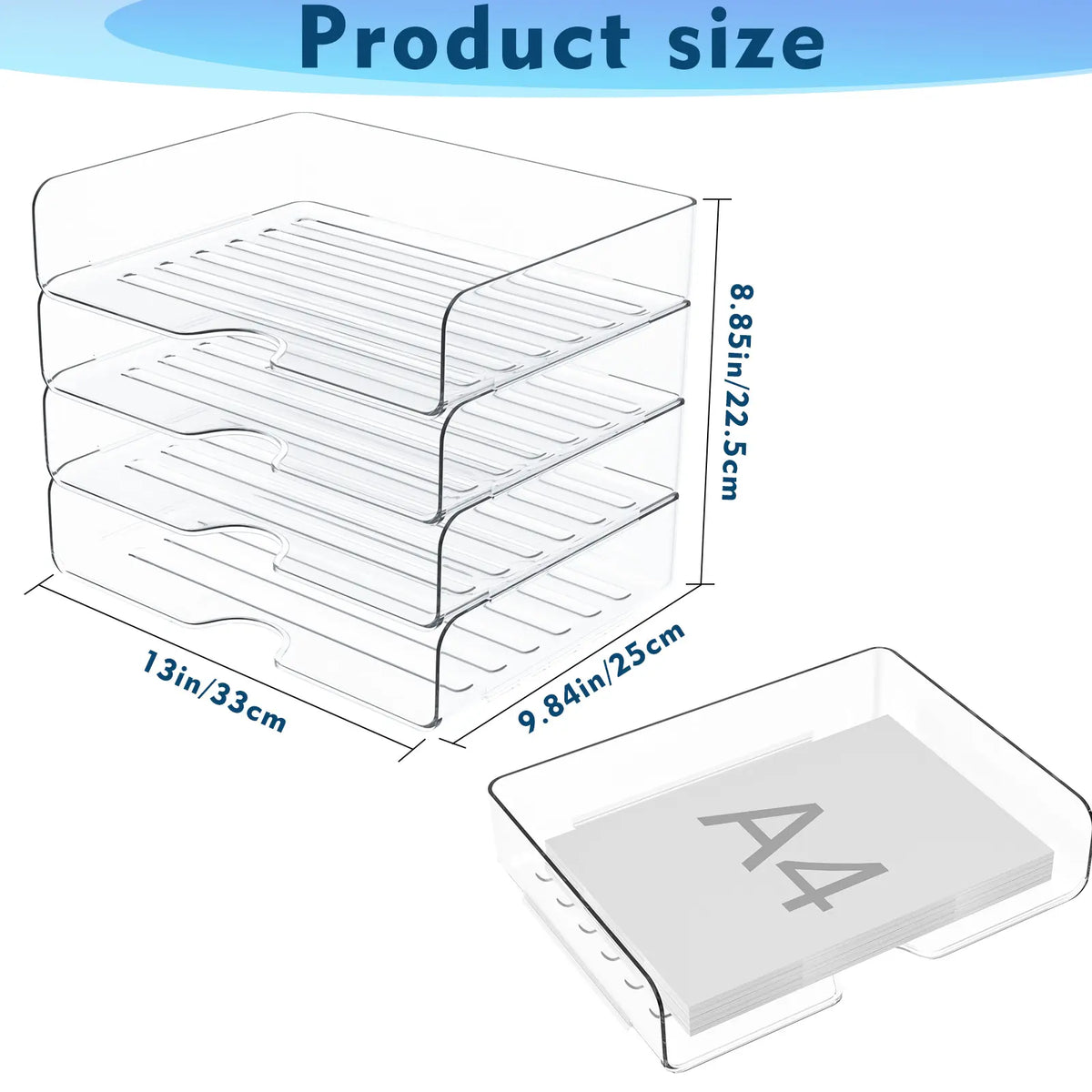 【Back-to-School】4-Pack Space-Saving Acrylic Stackable Desk File Organizer Letter Tray - Paper Organizer Storage for Home Office, Desk Letters, A4 Files, iPads, Books, Notes, Folders