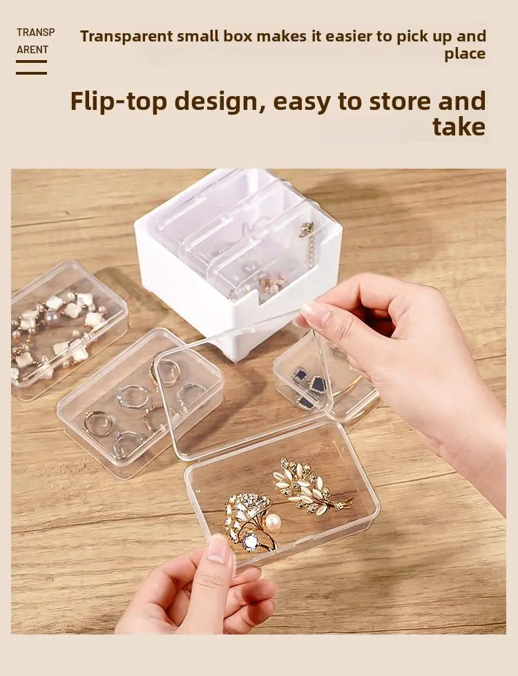 Cable Organizer Box Set - 8 Square PP Storage Boxes with Lids, 7 Small Flip-Style & 1 Large, Durable Desktop Charging Organizer for Home Office