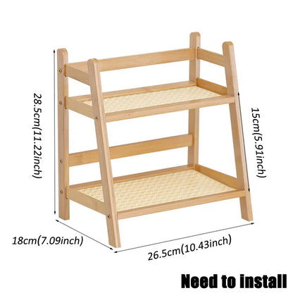 Wooden Desktop Storage Rack, 1 Count Double Layer Desk Organizer, Desk Storage Shelf for Home Office, Summer Home Decor Shelf