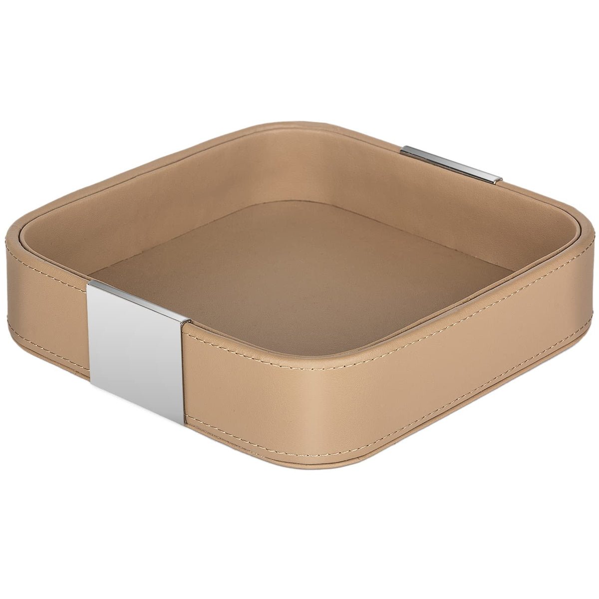 SANZIE Leather Tray Desktop Storage, Trinket Catchall Tray (Black)