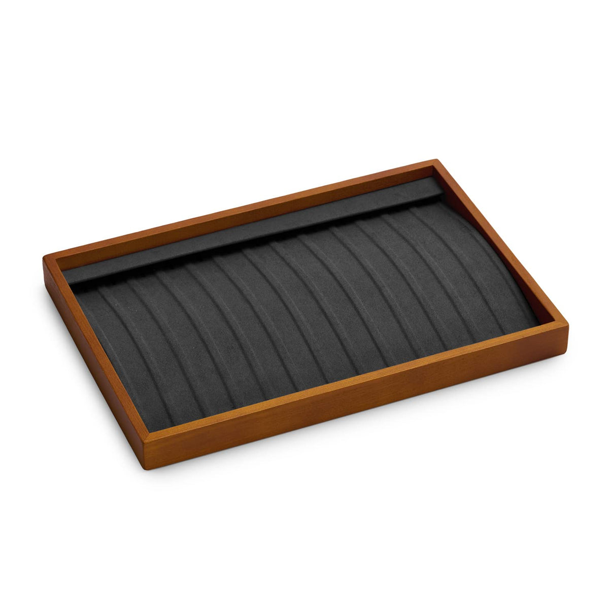 Oirlv Wood Flat Jewelry Tray Stackable Jewelry Drawer Organizer Showcase Jewelry Holder(Grey)