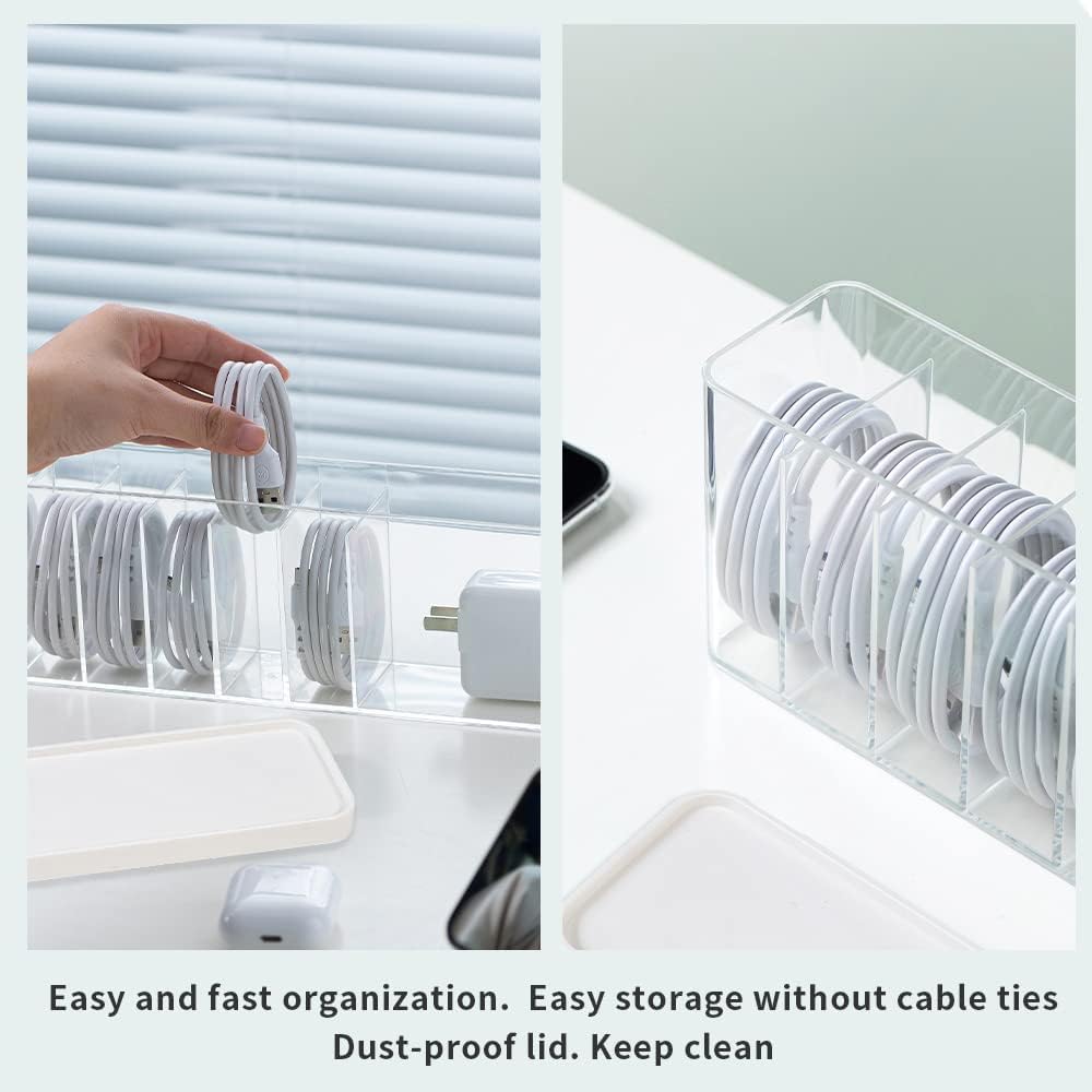 Charger Cable Cord Storage Organizer Box - Easy Storage Without Cable Ties