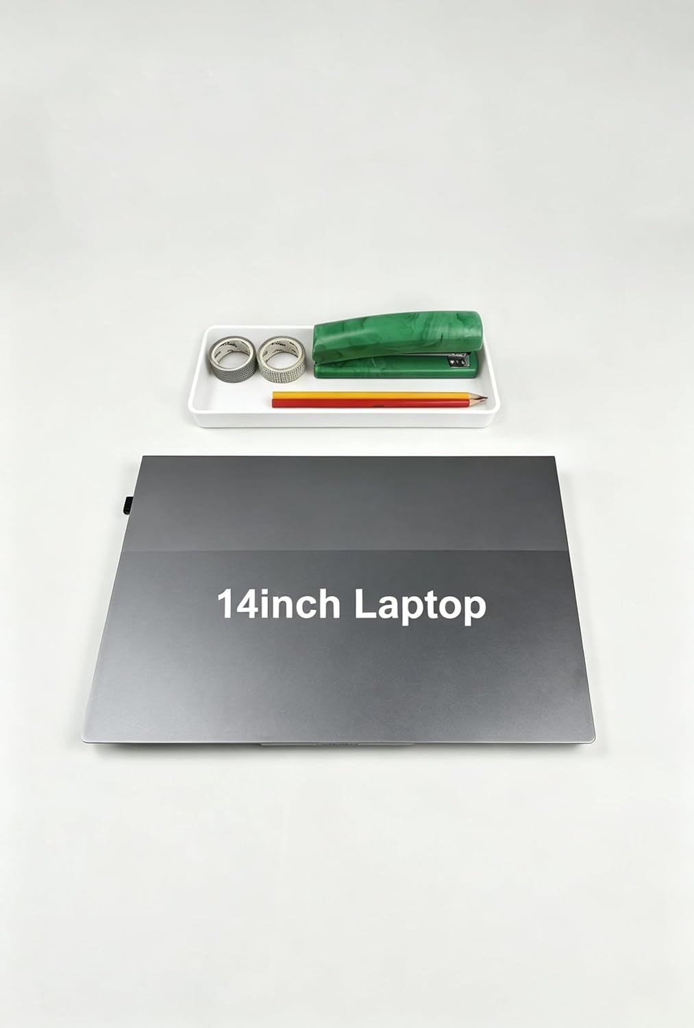 Amazon Basics Rectangular Plastic Desk Organizer, Half Accessory Tray for Office Supplies and Workspace Organization, 9.4" x 3.3" x 1", White