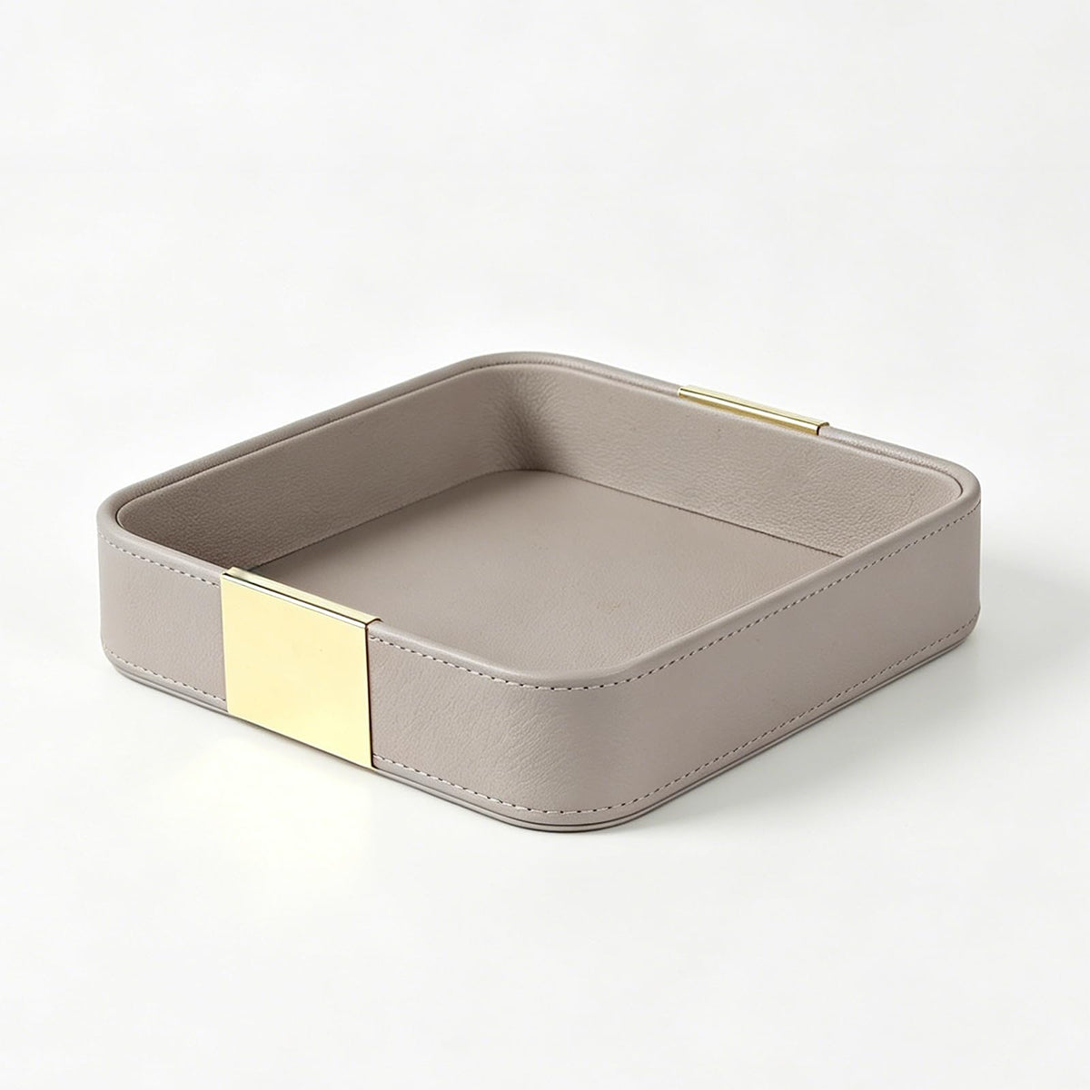 SANZIE Leather Tray Desktop Storage, Trinket Catchall Tray (Black)