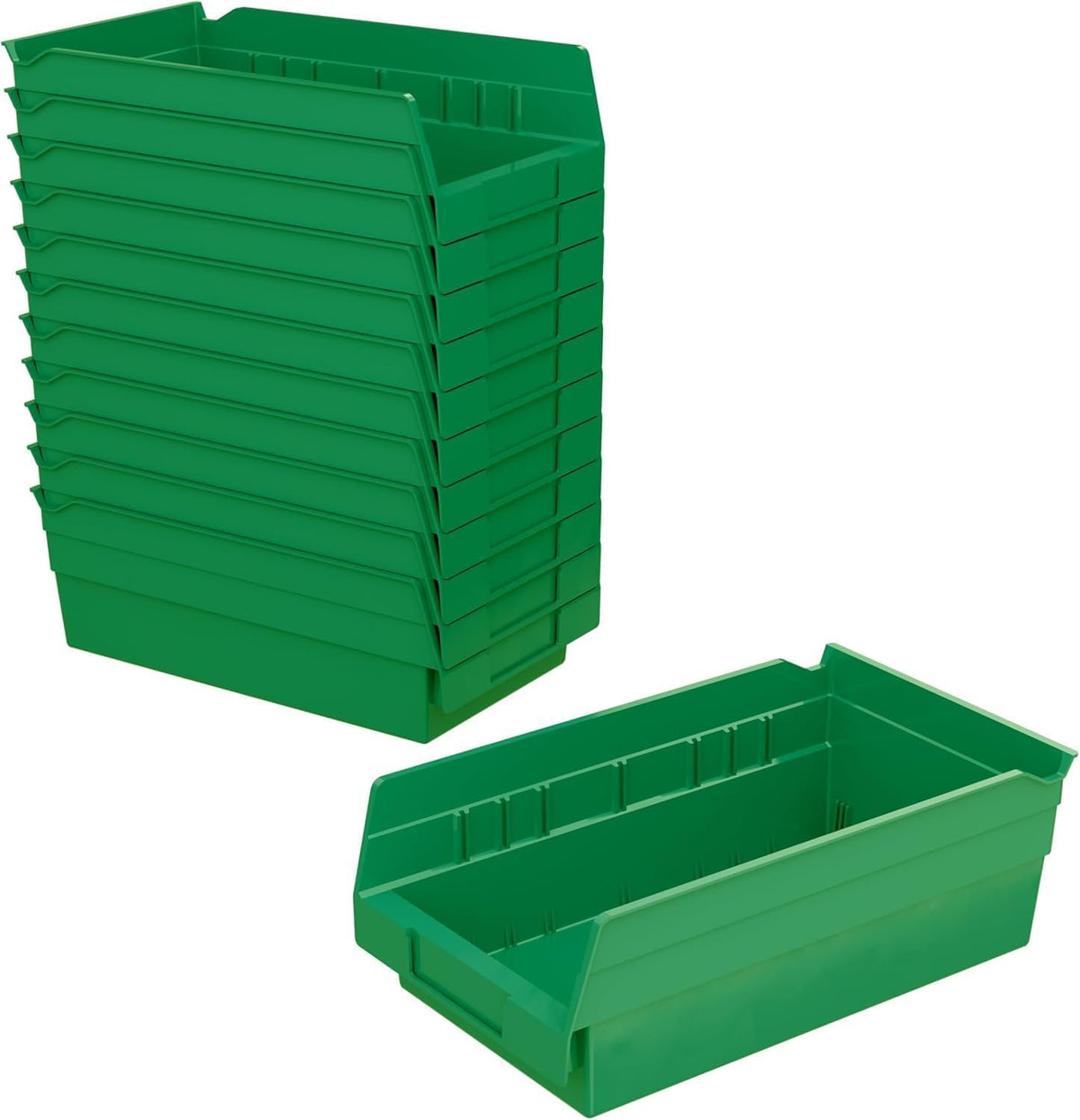 Akro-Mils 30130 Heavy Duty Plastic Shelf Bins, 12"x 6.5"x 4", Red, 12-Pk