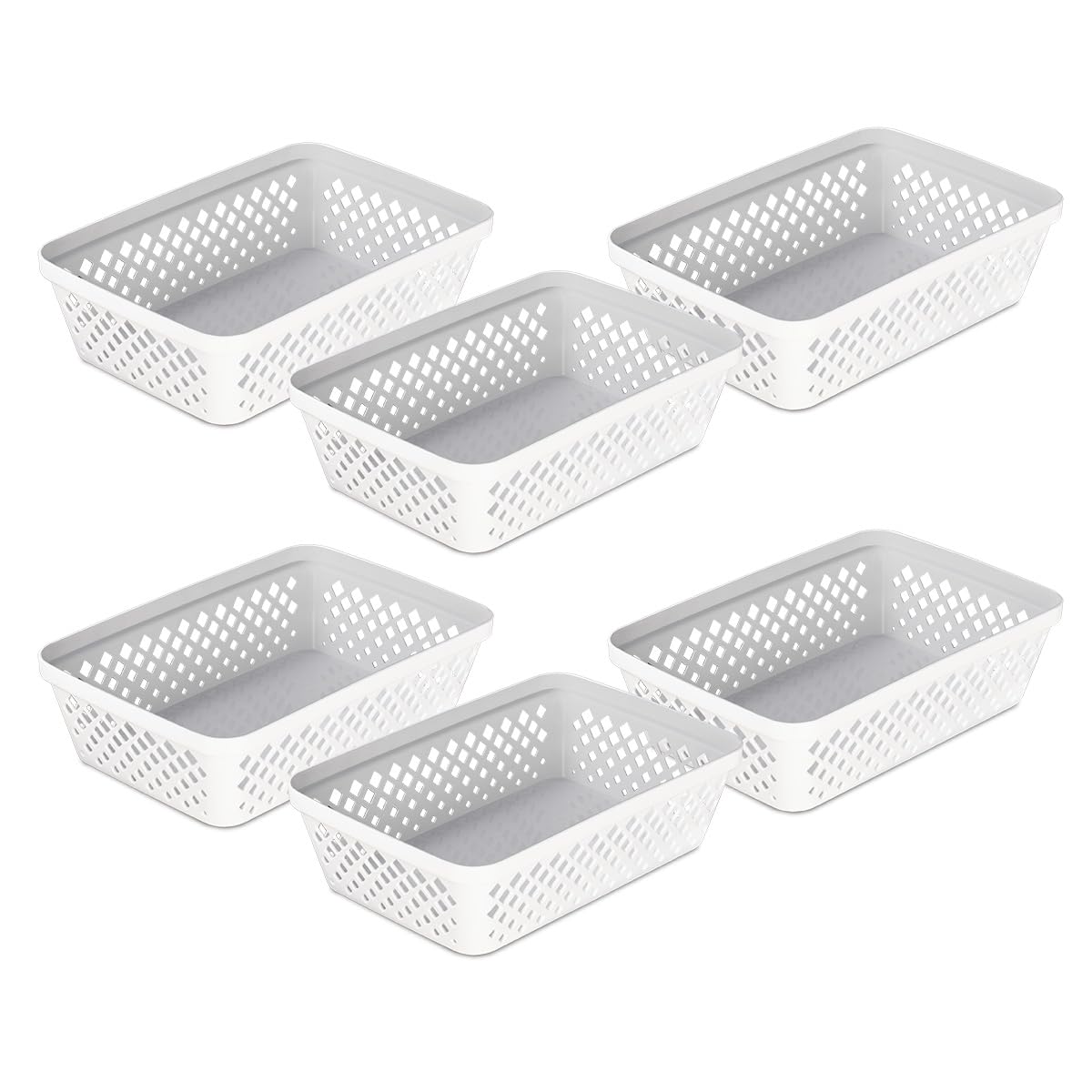 Glad Plastic Storage Basket Set - Multipurpose Drawer Trays, Kitchen Pantry Containers, and Bathroom Bins - 3 Pack Large Organizers, Grey