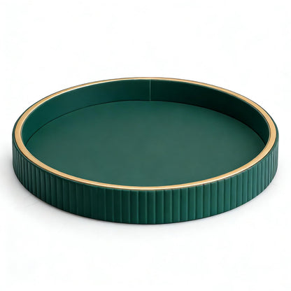 SANZIE Leather Tray Desktop Storage Organizer, Rectangle Valet Tray, Green