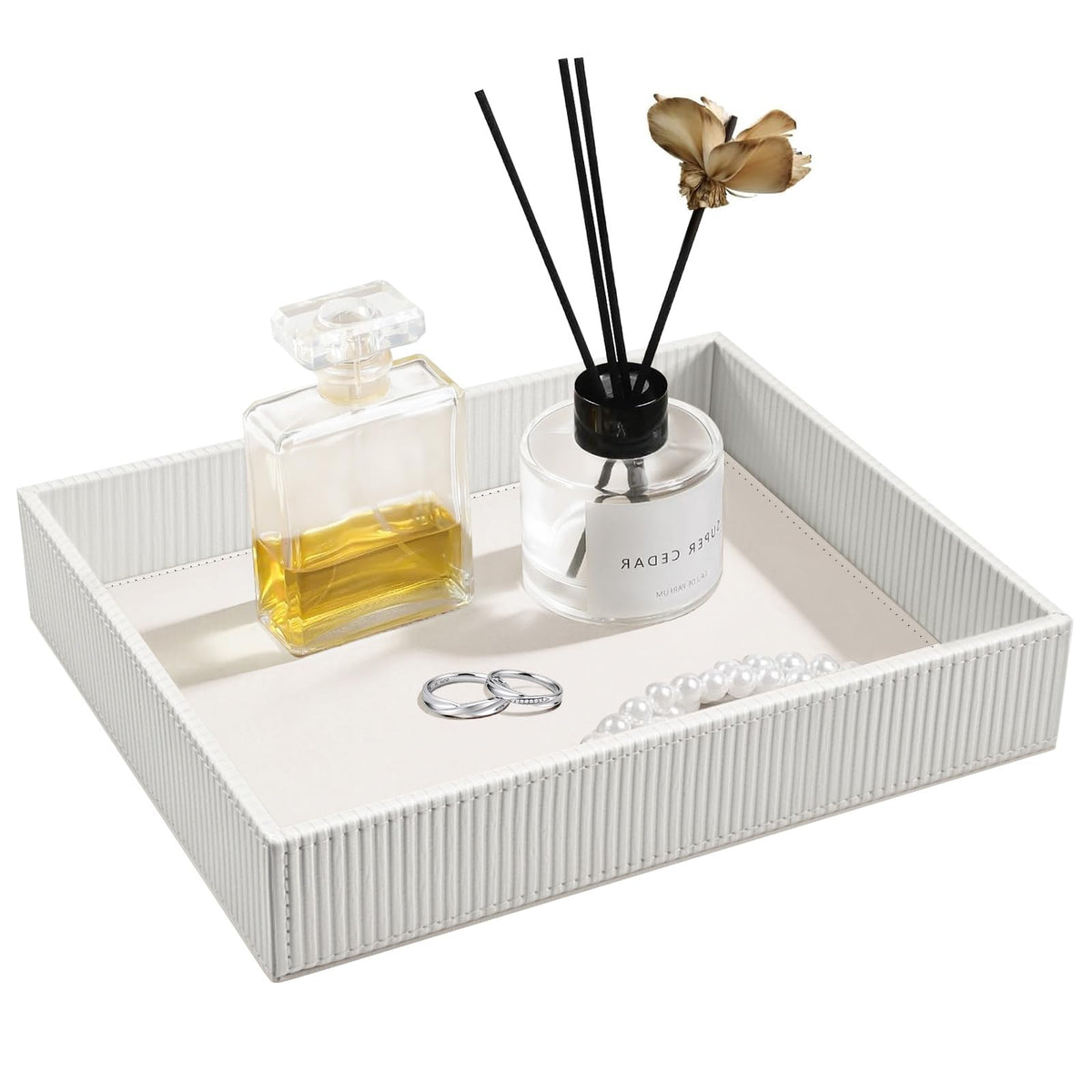 SITHON Valet Tray Desk Organizer PU Leather Catchall