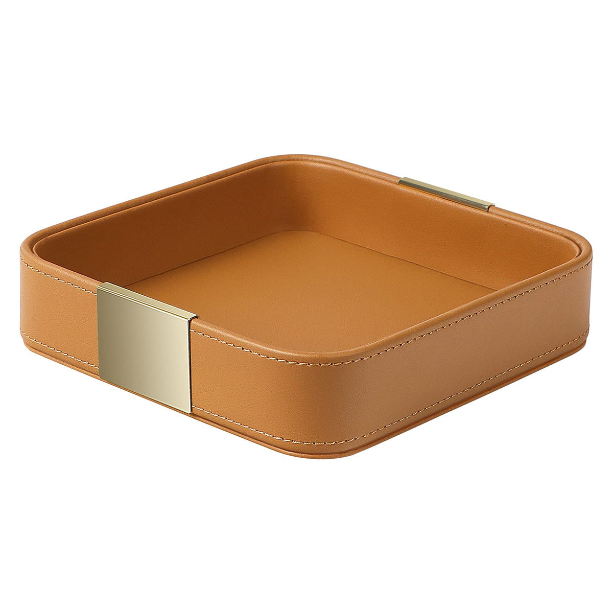 SANZIE Leather Tray Desktop Storage, Trinket Catchall Tray (Black)