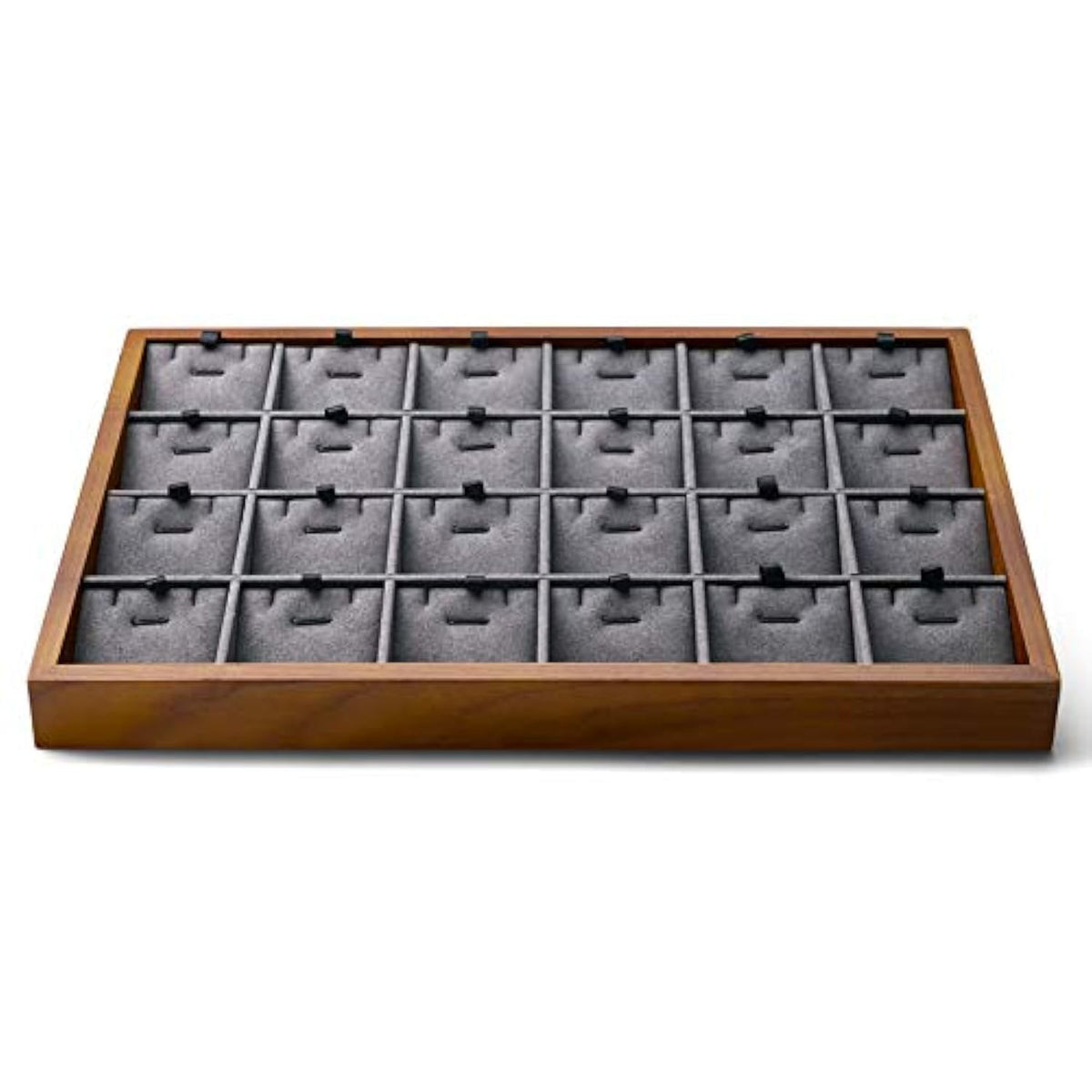 Oirlv Wood Flat Jewelry Tray Stackable Jewelry Drawer Organizer Showcase Jewelry Holder(Grey)