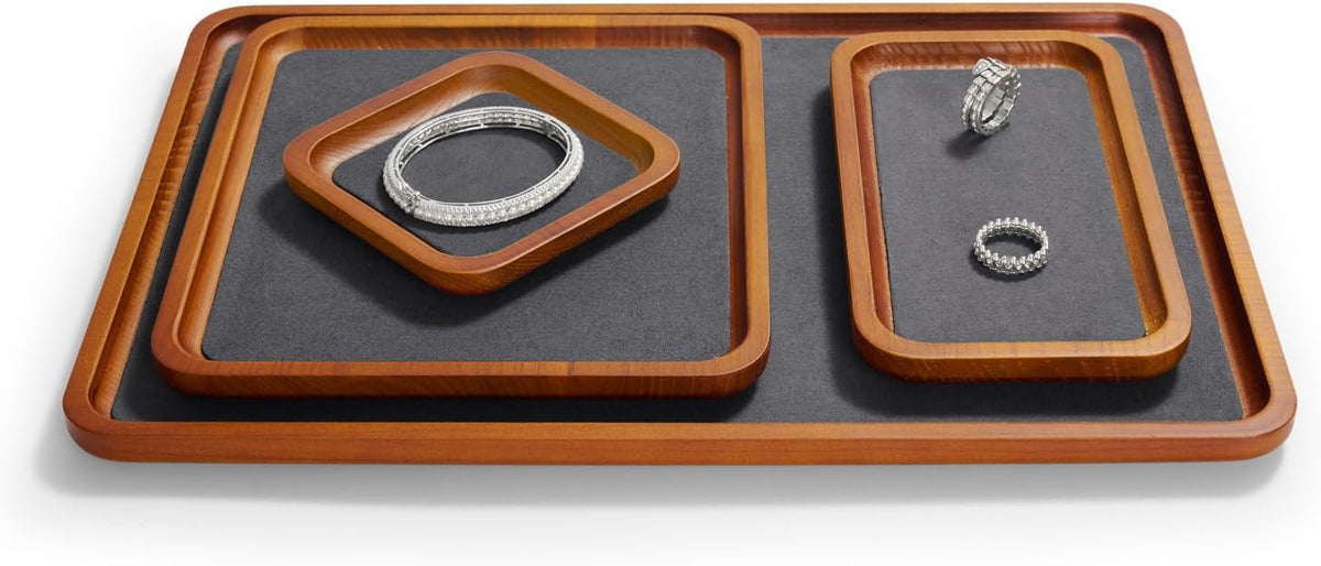 Oirlv Solid Wood Jewelry Display Tray Small Jewelry Tray Rings Earrings