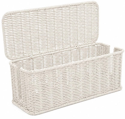 Cable Management Box, Handmade Rattan Cord Organizer for Power Strip