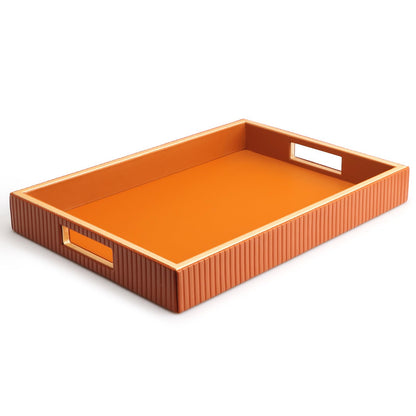 SANZIE Leather Tray Desktop Storage Organizer, Rectangle Valet Tray, Green