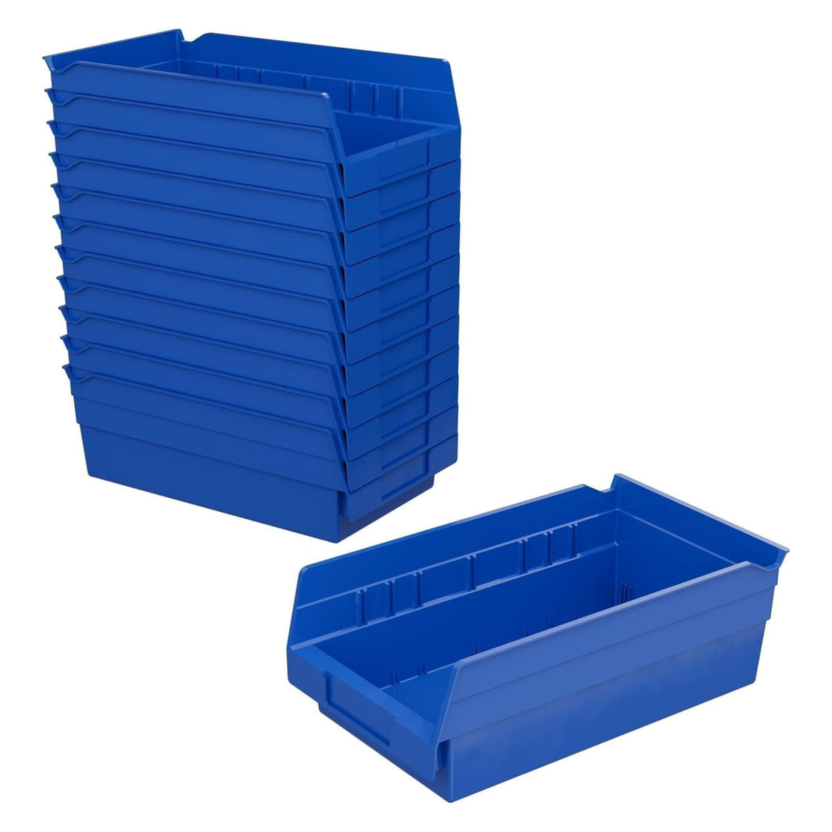 Akro-Mils 30130 Heavy Duty Plastic Shelf Bins, 12"x 6.5"x 4", Red, 12-Pk