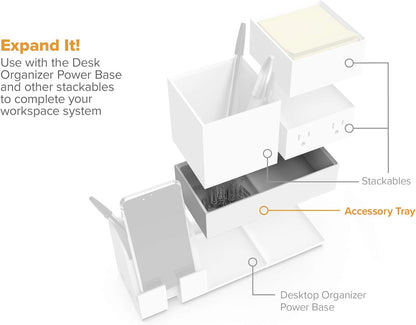 Bostitch Office Konnect Wide Accessory Tray, Desk Organizer, Storage, White