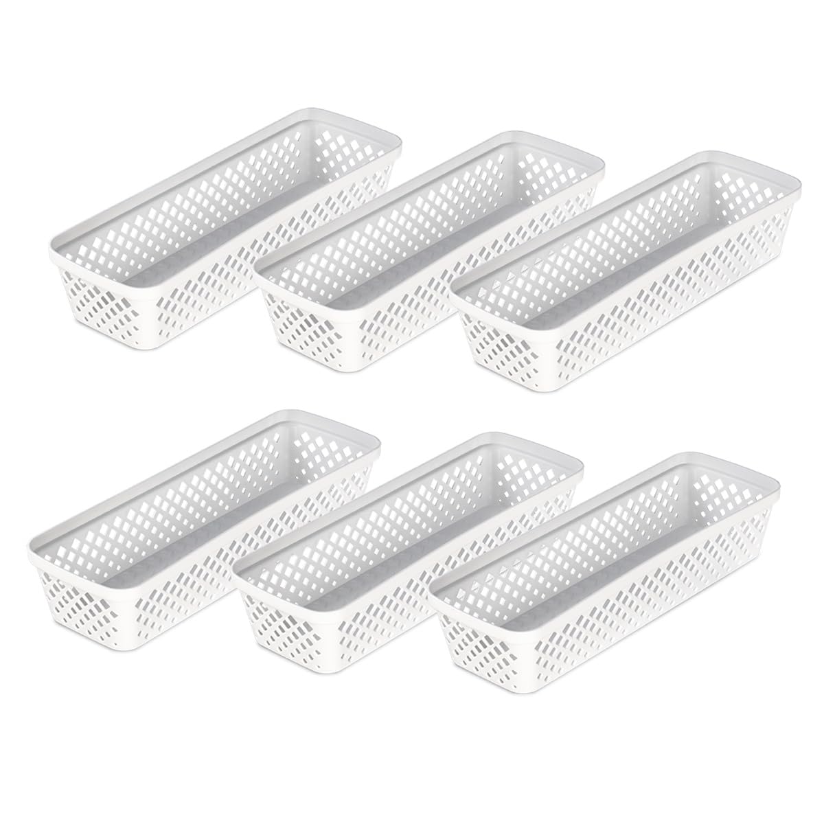 Glad Plastic Storage Basket Set - Multipurpose Drawer Trays, Kitchen Pantry Containers, and Bathroom Bins - 3 Pack Large Organizers, Grey
