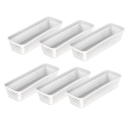 Glad Plastic Storage Basket Set - Multipurpose Drawer Trays, Kitchen Pantry Containers, and Bathroom Bins - 3 Pack Large Organizers, Grey