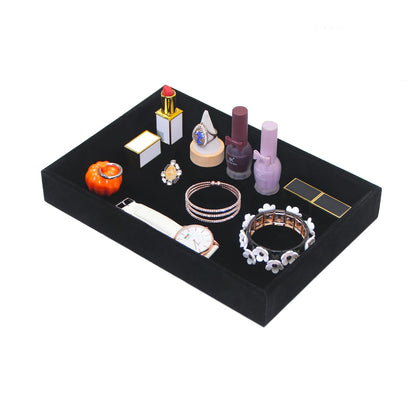 Bedside Organizer Tray, Desktop Storage Tray for Jewelry, Sunglass, Phone, Watch, Perfume,Lipstick, Nightstand Desk-top Catchall, Multi-use Holder for Desk Drawer (Black 3Grid)