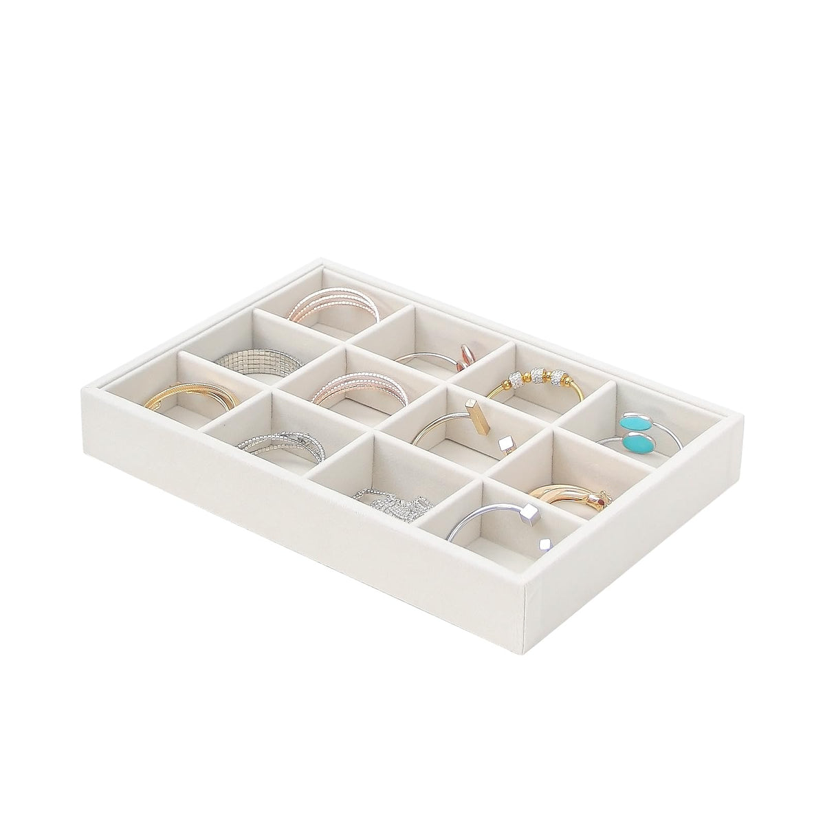 Bedside Organizer Tray, Desktop Storage Tray for Jewelry, Sunglass, Phone, Watch, Perfume,Lipstick, Nightstand Desk-top Catchall, Multi-use Holder for Desk Drawer (Black 3Grid)