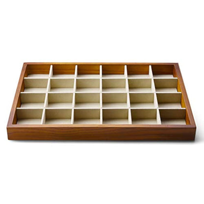 Oirlv Wood Flat Jewelry Tray Stackable Jewelry Drawer Organizer Showcase Jewelry Holder(Grey)