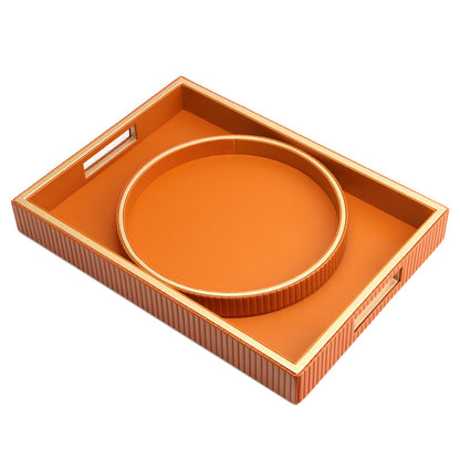 SANZIE Leather Tray Desktop Storage Organizer, Rectangle Valet Tray, Green