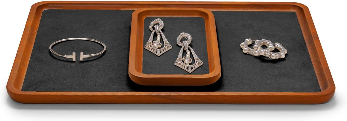 Oirlv Solid Wood Jewelry Display Tray Small Jewelry Tray Rings Earrings