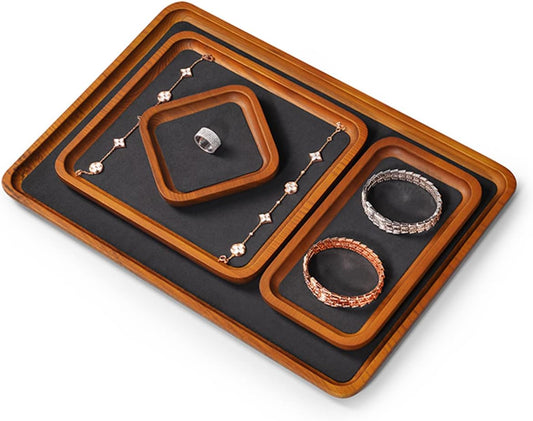Oirlv Solid Wood Jewelry Display Tray Small Jewelry Tray Rings Earrings