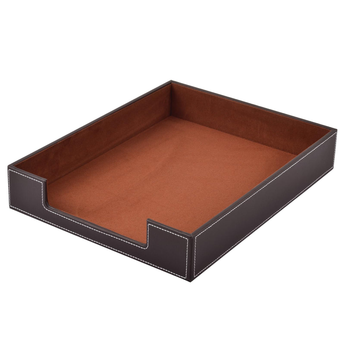 Leather Letter Tray, Office Supplies Desk Organizer for Mail Paper Files Magazines Jewelry Cosmetics,Luxury Letter Holder&Multipurpos Stackable Office Desktop Storage Box ,Black