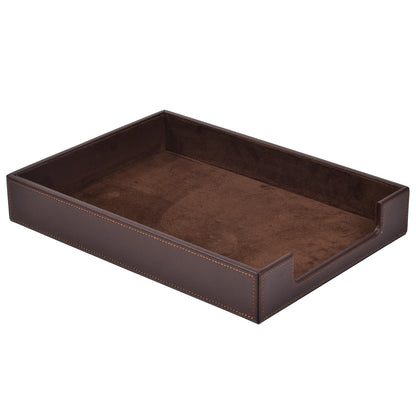 PU Leather Letter Tray - Load Documents Trays Front for Office Desktop Organizer - Desk Magazine, File, A4 Paper Holder - Paper Document File Holder (Black, A4-Tray)