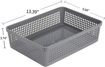 Eslite Plastic Organizing Baskets/Storage Tray Baskets,6-Pack,Gray