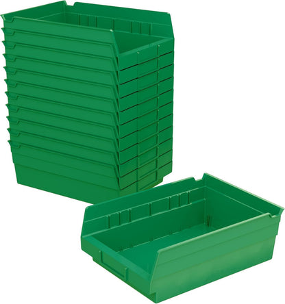 Akro-Mils 30150 Heavy Duty Plastic Shelf Bins, 12"x 8"x 4", Blue, 12-Pack